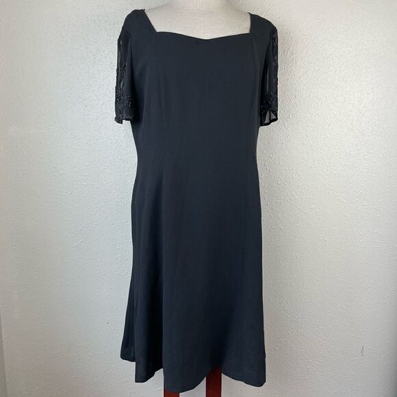 Worthington Black Short Sleeve Midi Dress Size 12 EUC - Picture 1 of 8